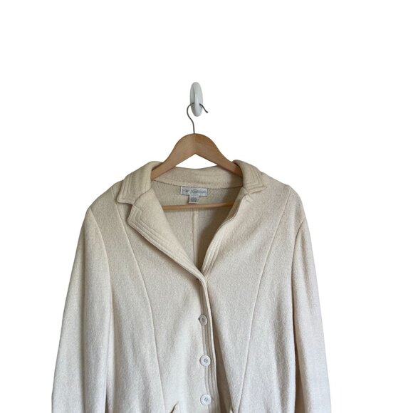 Petite Sophisticate Vintage 100% Wool Cream Ivory Button Front Collared Cardigan - Picture 4 of 11